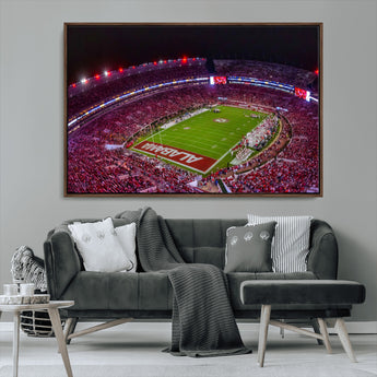 11343-MGV-CV-36X24-Bryant-Denny Stadium Wall Art – Panoramic Alabama Crimson Tide Football Field Canvas Print, Game Day Decor for Office, Man Cave or