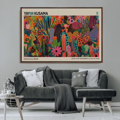 40791-MGV-CV-36X24-Kusama Inspired Wall Art – Vibrant Abstract Floral Jungle Canvas Print, Bold Pop Art Botanical Decor for Living Room, Bedroom, or