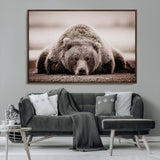 20611-MGV-CV-36X24-Grizzly Bear Wall Art – Majestic Wildlife Sepia Canvas Print, Rustic Nature Animal Artwork for Cabin, Lodge, Living Room, Bedroom,