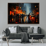 32816-MGV-CV-36X24-City Jazz Night Wall Art – Modern Abstract Urban Street Scene Canvas Print, Moody Music-Themed Decor for Living Room, Office, or