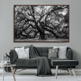 132944706-MGV-FC-36X24_Walnut-Ancient Tree Wall Art – Black and White Photography Canvas Print Featuring Majestic Twisting Branches, Rustic Nature Artwork for
