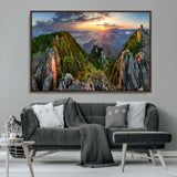 51582565-MGV-CV-36X24-Mountain Sunrise Panorama Wall Art – Scenic Landscape Canvas Print, Hiking Adventure Nature Photography, Large Mountain Range Wall