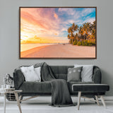41542880-MGV-CV-36X24-Tropical Beach Wall Art Canvas Print, Framed Palm Trees Art Picture Print, Sunset Shore Perfect Tropical Coastal Decor Artwork