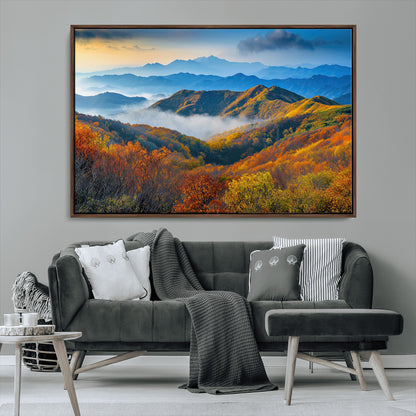86772247-MGV-CV-36X24-Autumn Mountains Wall Art Canvas Print, Framed Fall Foliage Art Picture Print, Vibrant Hills Perfect Vibrant Nature Decor Artwork
