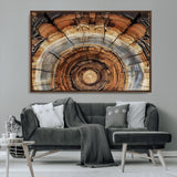 15184146-MGV-CV-36X24-Tree Rings Wall Art Canvas Print, Framed Wood Texture Art Picture Print, Rustic Pattern Perfect Rustic Organic Decor Artwork