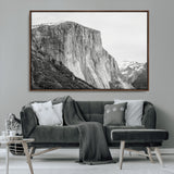 39393420-MGV-CV-36X24-El Capitan Wall Art Canvas Print, Framed Yosemite Cliff Art Picture Print, Monochrome Mountain Perfect Monochrome Sierra Decor