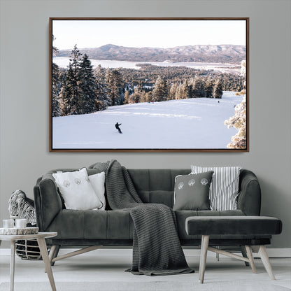 79857868-MGV-CV-36X24-Snowy Mountain Wall Art Canvas Print, Framed Ski Slope Art Picture Print, Winter Forest Perfect Modern Rustic Decor Artwork