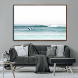 56345117-MGV-CV-36X24-Minimalist Surfing Wall Art Canvas Print, Framed Ocean Waves Art Picture Print, Soft Ocean Perfect Minimalist Coastal Decor