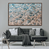 26580287-MGV-FC-36X24_Walnut-Clear Water Wall Art Canvas Print, Framed Sunlit Ripples Art Picture Print, Ocean Texture Perfect Modern Coastal Decor Artwork