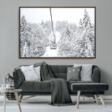 44705668-MGV-CV-36X24-Winter Forest Wall Art Canvas Print, Framed Snowy Forest Art Picture Print, Ski Lift Perfect Scandinavian Decor Artwork