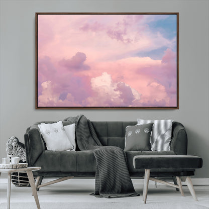 22874890-MGV-CV-36X24-Pastel Sky Wall Art Canvas Print, Framed Dreamy Cloudscape Art Picture Print, Sunset Glow Perfect Minimalist Serenity Decor