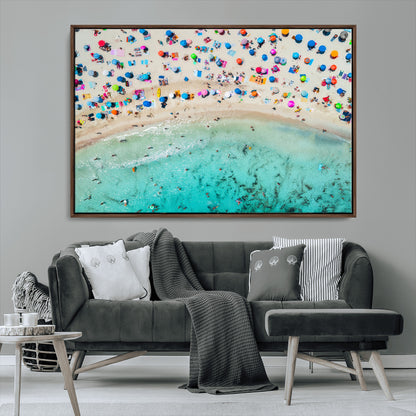 76172085-MGV-CV-36X24-Tropical Shoreline Wall Art Canvas Print, Framed Beach Relaxing Art Picture Print, Aerial Summer Perfect Coastal Vibrant Decor