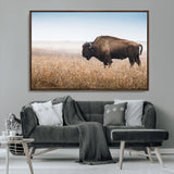 99620201-MGV-CV-36X24-Wild Bison Wall Art Canvas Print, Framed Bison in Prairie Art Picture Print, Rustic Western Perfect Rustic Western Decor Artwork