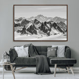 46884246-MGV-CV-36X24-Snowy Mountain Wall Art Canvas Print, Framed Mountain Peaks Art Picture Print, Alpine Mountains Perfect Minimalist Alpine Decor