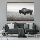 28435251-MGV-FC-36X24_Walnut-Bison In Prairie Wall Art Canvas Print, Framed Rustic Wildlife Art Picture Print, Wild Buffalo Perfect Rustic Western Decor