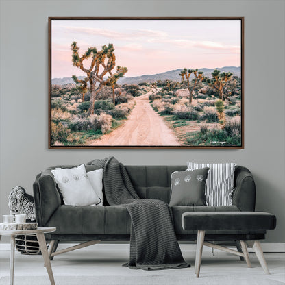 12540952-MGV-CV-36X24-Joshua Tree Park Wall Art Canvas Print, Framed Desert Road Art Picture Print, Sunset Drive Perfect Southwestern Boho Decor Artwork
