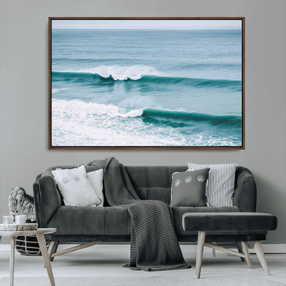 73692470-MGV-CV-36X24-Ocean Swell Wall Art Canvas Print, Framed Surf Waves Art Picture Print, Blue Water Perfect Coastal Dynamic Decor Artwork