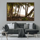 92093951-MGV-CV-36X24-Tropical Jungle Wall Art Canvas Print, Framed Palm Tree Forest Art Picture Print, Coastal Escape Perfect Jungle Retreat Decor