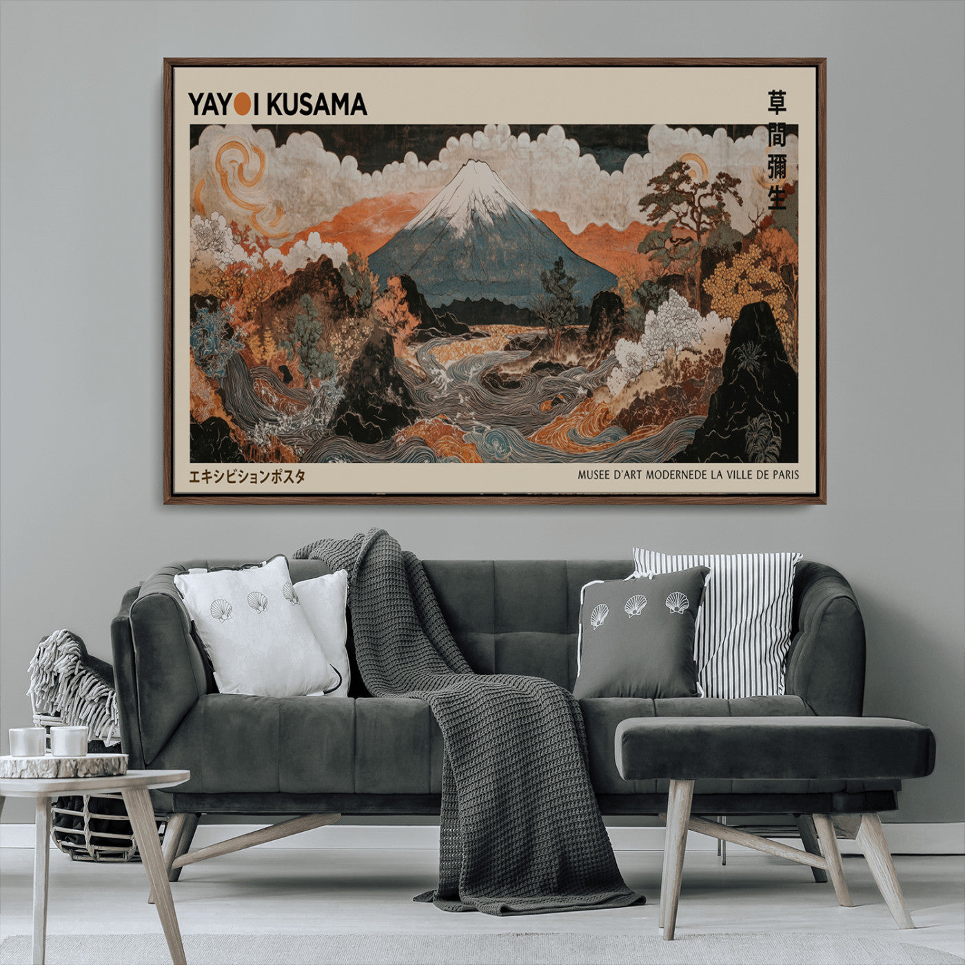 50869156-MGV-CV-36X24-Vintage Japanese Mt Fuji Wall Art – Traditional Ukiyo-e Style Landscape with Flowing River, Oriental Mountain Poster, Asian Home