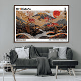 40959107-MGV-CV-36X24-Japanese Fuji Wall Art Print – Red Sun & Cherry Blossom Poster, Gold Wave Ukiyo-e Inspired Modern Japan Landscape Painting,