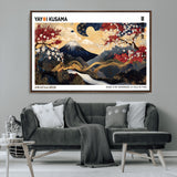 66243961-MGV-CV-36X24-Mount Fuji Japanese Wall Art – Golden Abstract Landscape Canvas Print, Cherry Blossom Painting, Modern Oriental Zen Home Decor