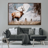 70489411-MGV-CV-36X24-Elk Photography Wall Art Canvas Print, Framed Mountain Wildlife Art Picture Print, Rustic Nature Decor Perfect Rustic Lodge Decor
