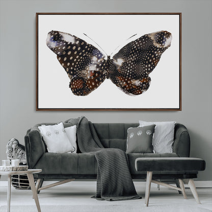 99831147-MGV-CV-36X24-Spotted Butterfly Wall Art Canvas Print, Framed Neutral Insect Theme Art Picture Print, Earthy Wing Pattern Perfect Modern Rustic