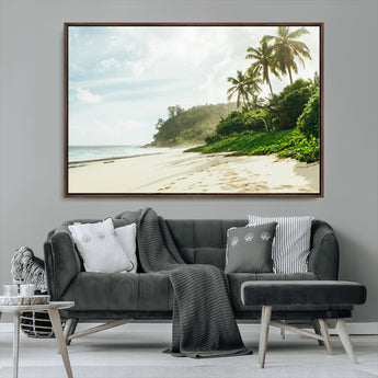 42984524-MGV-CV-36X24-Relaxing Beach Wall Art Canvas Print, Framed Ocean View Art Picture Print, Coastal Serenity Perfect Tropical Coastal Decor Artwork