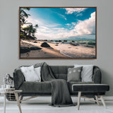95301406-MGV-CV-36X24-Tropical Beach Wall Art Canvas Print, Framed Ocean Waves Art Picture Print, Relazxing Seascape Perfect Tropical Coastal Decor