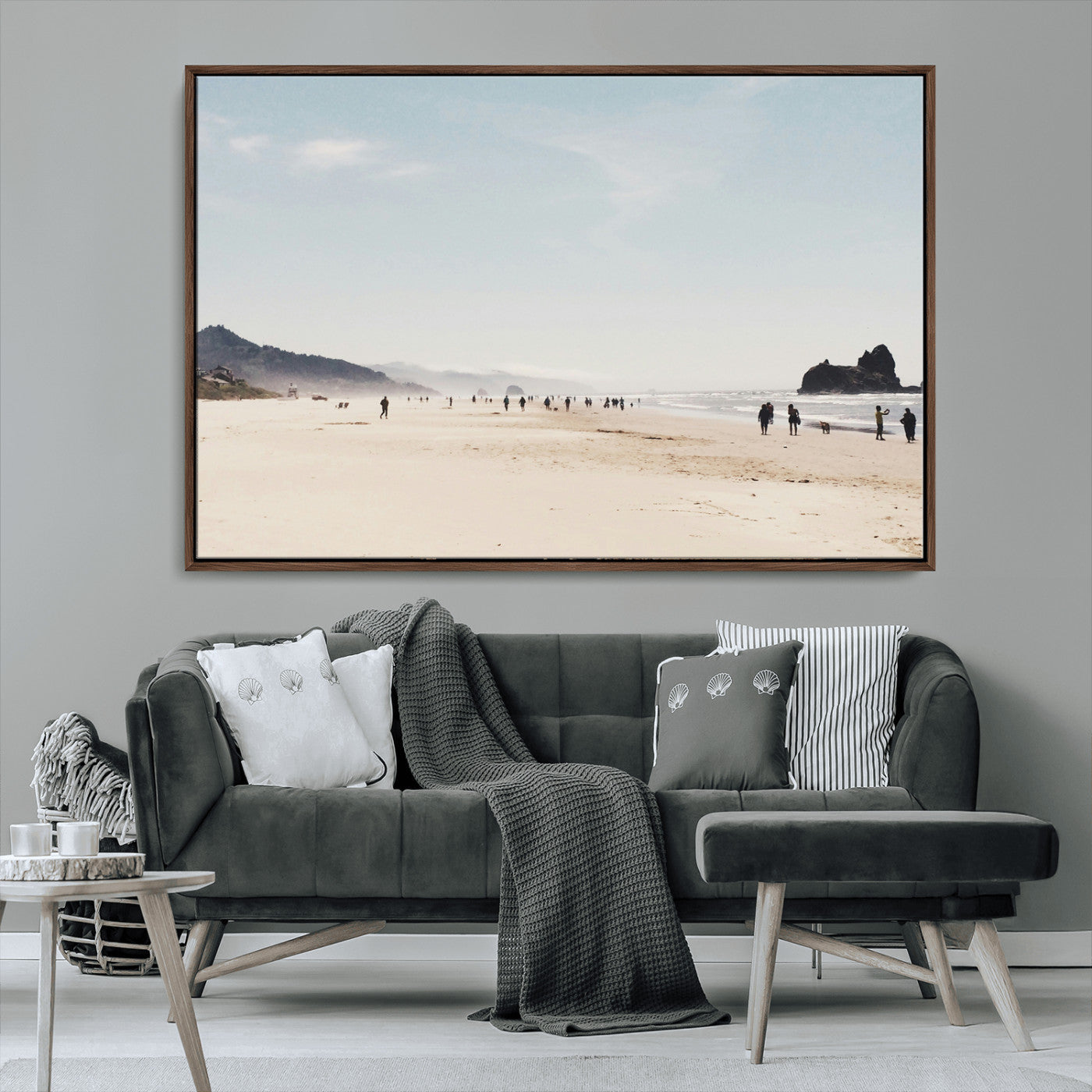 28307820-MGV-CV-36X24-Minimalist Beach Wall Art Canvas Print, Framed Coastal Serenity Art Picture Print, Soft Sand Perfect Modern Coastal Decor Artwork