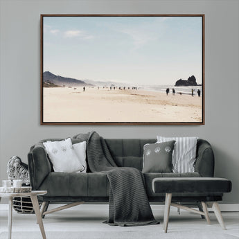 28307820-MGV-CV-36X24-Minimalist Beach Wall Art Canvas Print, Framed Coastal Serenity Art Picture Print, Soft Sand Perfect Modern Coastal Decor Artwork