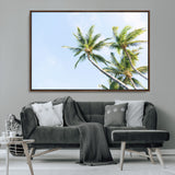 54719115-MGV-FC-36X24_Walnut-Palm Trees Wall Art Canvas Print, Framed Tropical Aesthetic Art Picture Print, Coastal Serenity Perfect Tropical Minimalist Decor