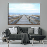 31602988-MGV-CV-36X24-Beach Boardwalk Wall Art Canvas Print, Framed Coastal Serenity Art Picture Print, Ocean View Perfect Coastal Minimalist Decor