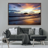 36714356-MGV-CV-36X24-Beach Sunset Wall Art Canvas Print, Framed Ocean Waves Art Picture Print, Tropical Seascape Perfect Coastal Serenity Decor Artwork