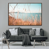 36108696-MGV-CV-36X24-Coastal Grass Wall Art – Serene Ocean View Canvas Print, Beach Nature Photography Decor for Living Room, Bedroom, Office or Modern