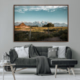 92497443-MGV-CV-36X24-Rustic Farmhouse Wall Art Canvas Print, Framed Mountain Cabin Art Picture Print, Western Landscape Perfect Rustic Farmhouse Decor