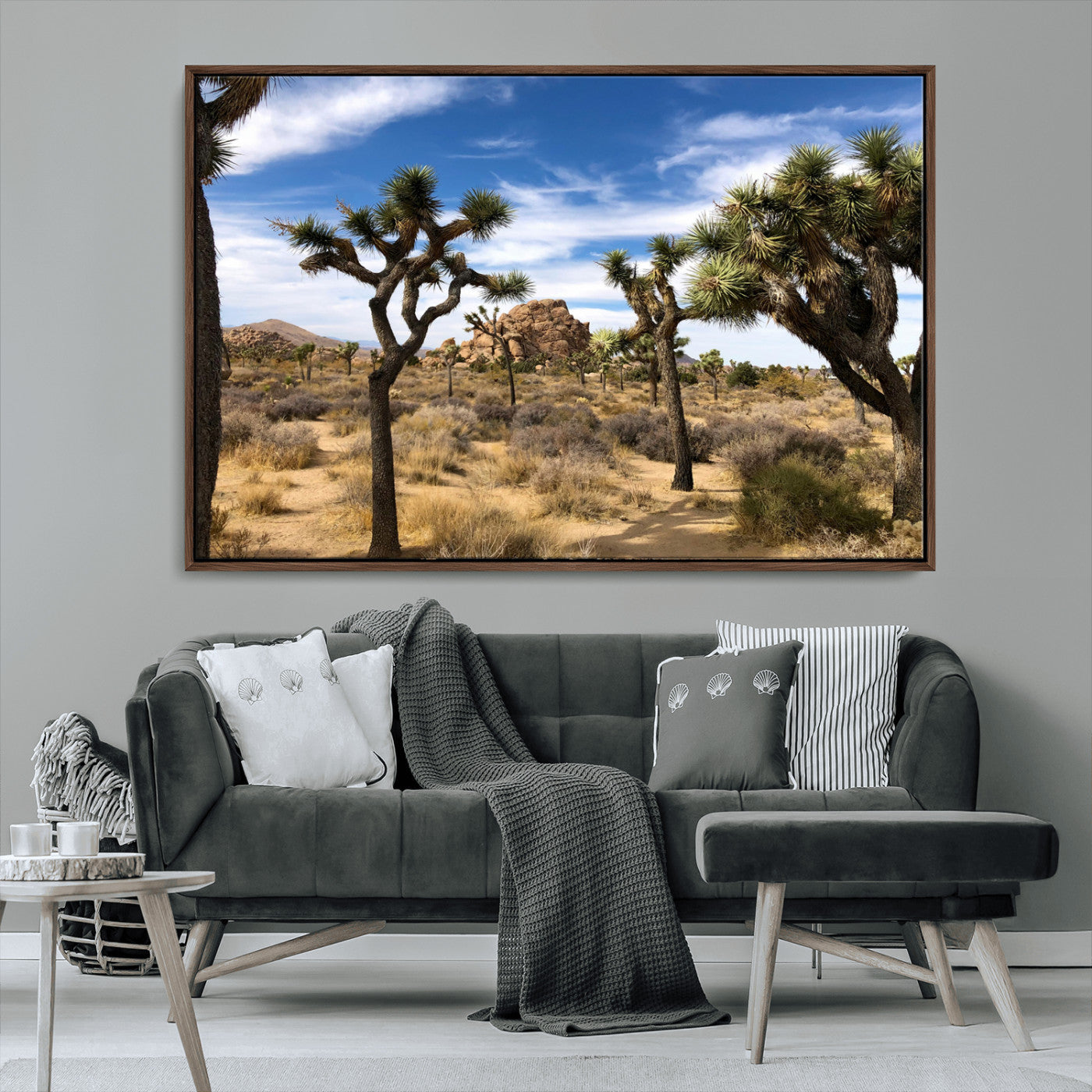 25722592-MGV-CV-36X24-Joshua Tree Desert Wall Art Canvas Print, Framed Southwestern Nature Art Picture Print, Rustic Earth Tones Perfect Southwestern