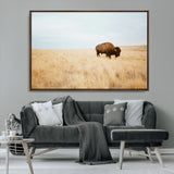 61392510-MGV-CV-36X24-Buffalo Wall Art Wall Art Canvas Print, Framed Western Wildlife Decor Art Picture Print, Rustic Farmhouse Art Perfect Rustic