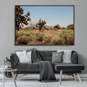 16114018-MGV-CV-36X24-Joshua Tree Wall Art Canvas Print, Framed Desert Landscape Art Picture Print, Mountain Horizon Perfect Southwestern Boho Decor