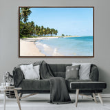 37858872-MGV-CV-36X24-Palm Tree Coast Wall Art Canvas Print, Framed Island Getaway Art Picture Print, Crystal Blue Water Perfect Tropical Coastal Decor