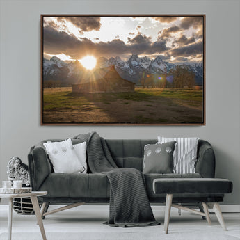 52555760-MGV-CV-36X24-Snowy Peaks Wall Art Canvas Print, Framed Nature Escape Art Picture Print, Rustic Charm Perfect Rustic Western Decor Artwork