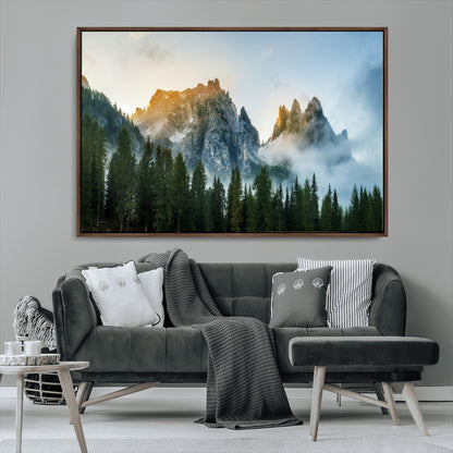 21145440-MGV-FC-36X24_Walnut-Wilderness Wall Art Wall Art Canvas Print, Framed Nature Landscape Decor Art Picture Print, Misty Forest Photography Perfect