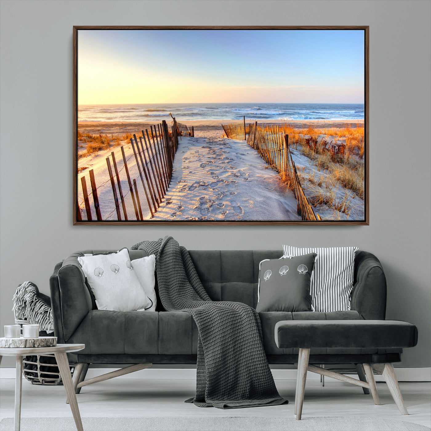 73351887-MGV-CV-36X24-Ocean Sunset Wall Art Wall Art Canvas Print, Framed Nautical Photography Art Picture Print, Summer Beach House Decor Perfect