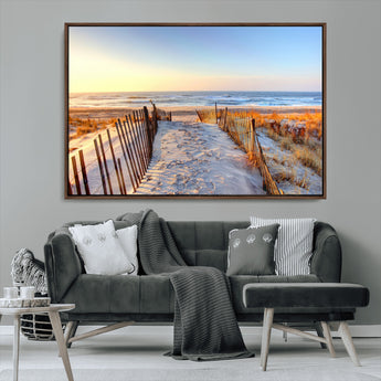 73351887-MGV-CV-36X24-Ocean Sunset Wall Art Wall Art Canvas Print, Framed Nautical Photography Art Picture Print, Summer Beach House Decor Perfect