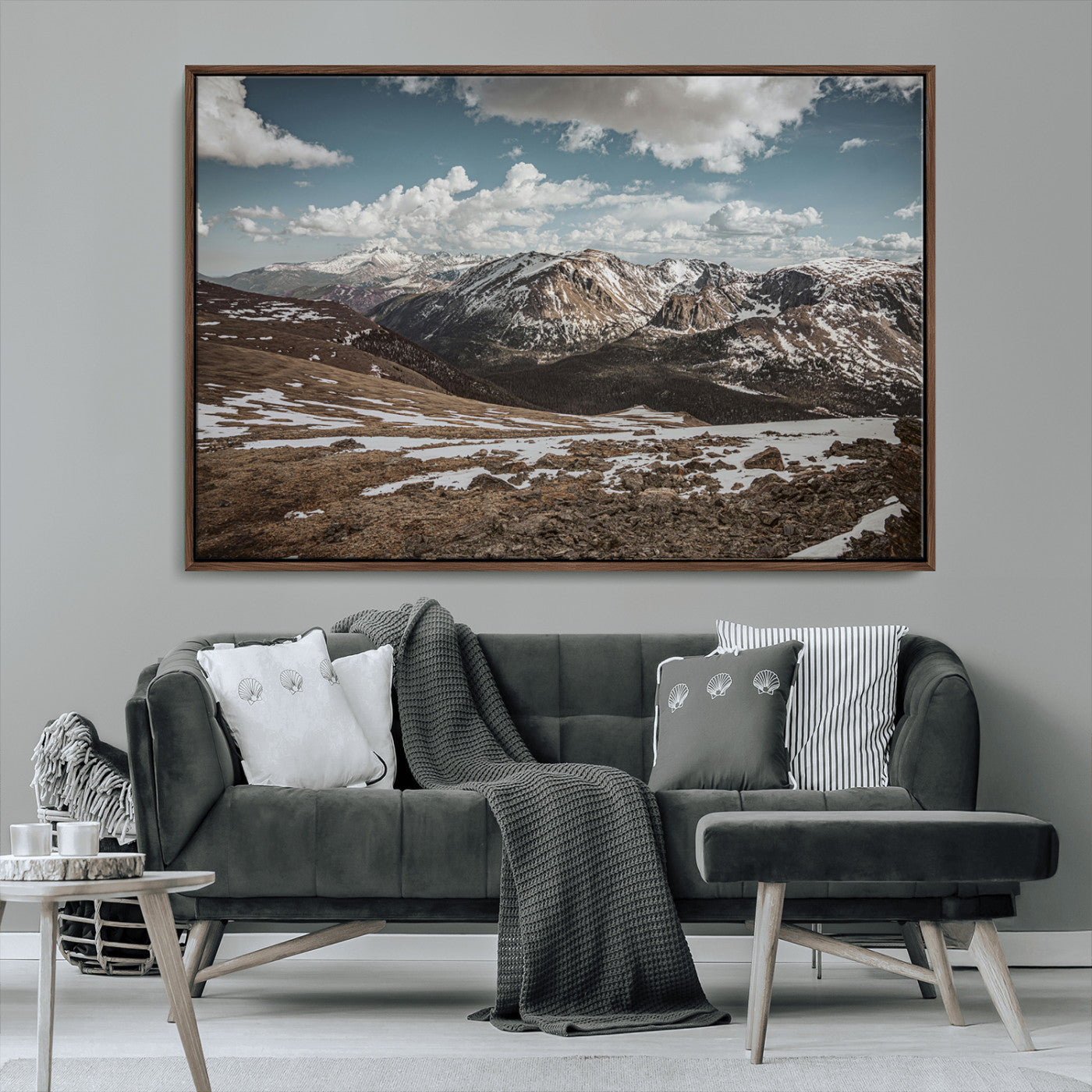 44565953-MGV-CV-36X24-Mountain Landscape Wall Art Canvas Print, Framed Snowy Peaks Art Picture Print, Rugged Highlands Perfect Rustic Adventure Decor