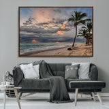 62574547-MGV-CV-36X24-Tropical Storm Wall Art Canvas Print, Framed Moody Beach Art Picture Print, Dramatic Sky Perfect Tropical Coastal Decor Artwork