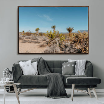 35156165-MGV-CV-36X24-Joshua Tree Wall Art Canvas Print, Framed Desert Landscape Art Picture Print, Warm Earth Tones Perfect Southwestern Minimalist