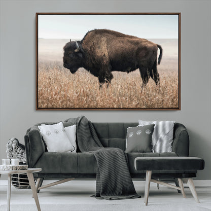 69909079-MGV-CV-36X24-Bison Wall Art – Majestic Buffalo Canvas Print in Prairie Grasslands, Rustic Western Animal Painting, Farmhouse Ranch Decor for