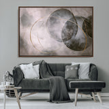 20066876-MGV-FC-36X24_Walnut-Neutral Abstract Circle Wall Art – Modern Gray Beige Gold Canvas Print, Minimalist Geometric Painting for Bedroom, Living Room,