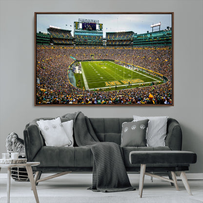 96617112-MGV-CV-36X24-Lambeau Field Wall Art – Green Bay Packers NFL Football Stadium Canvas Print – Game Day Crowd Sports Decor for Man Cave, Bar, or